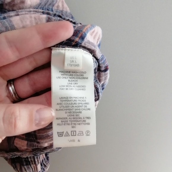 Free People We The Free Jessi Plaid Pleated Trapeze Top Balloon Sleeves Large - Picture 12 of 16